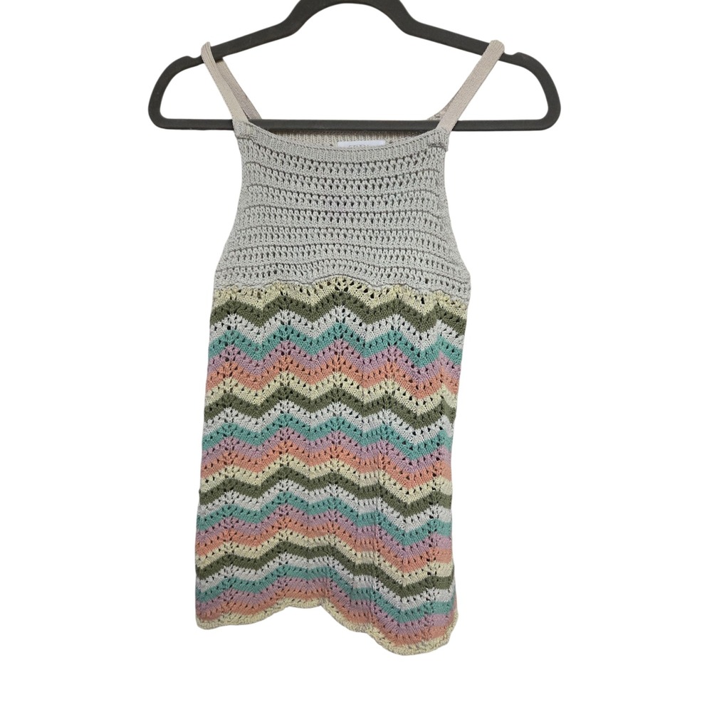 Zara Crochet Tank Top Pastel Chevron Sleeveless Casual Summer Knit Size 11-12